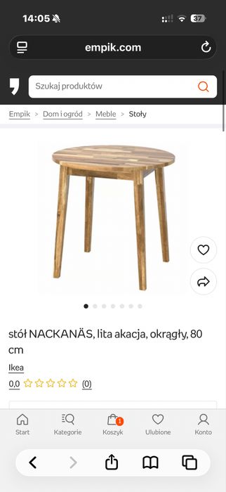 Stół okrągły NACKANÄS IKEA 80 cm