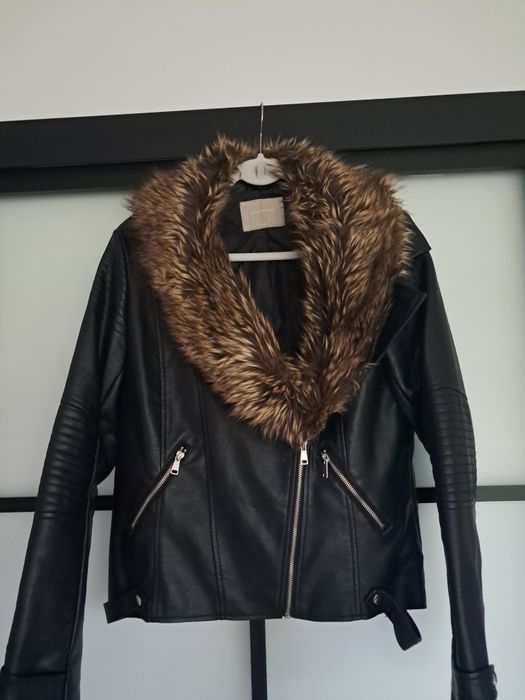 Ramoneska z ekoskóry z kołnierzem