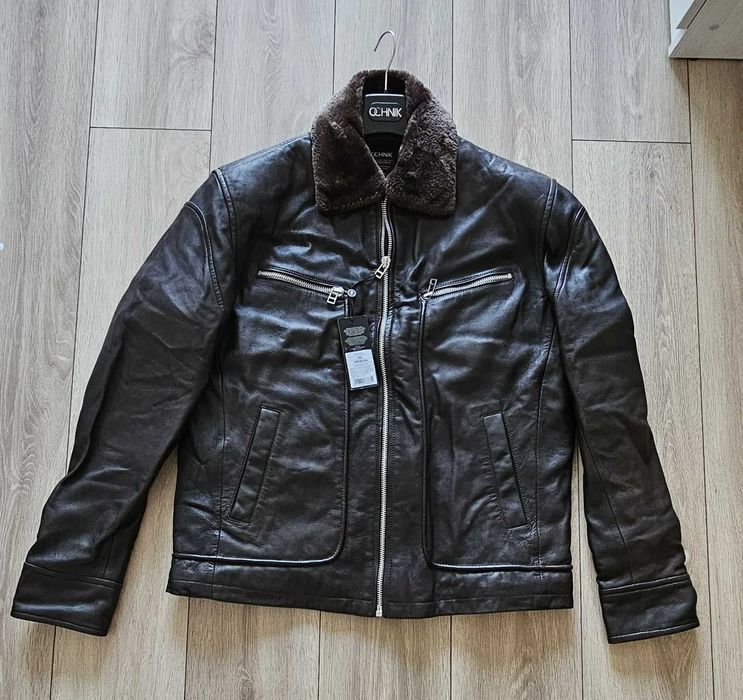 Męska skórzana kurtka Ochnik NÓWKA - Brąz( 2XL) rezerwacja
