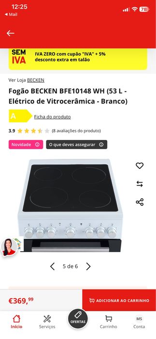 Fogão BECKEN Elétrico de Vitrocerâmica
