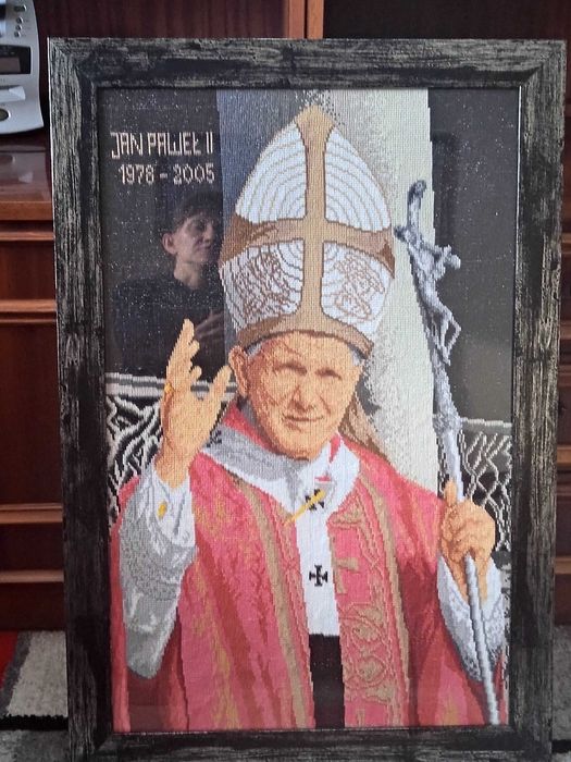 Obraz haft krzyżykowy Jan Paweł II