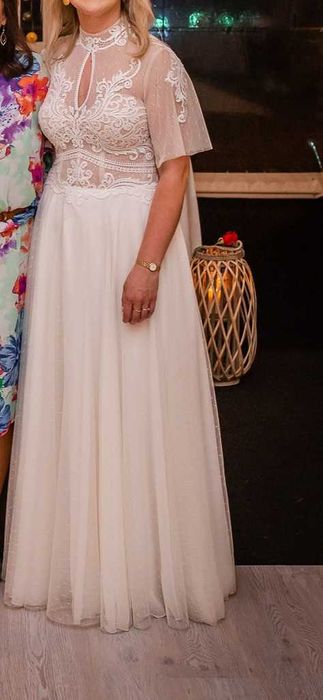 Suknia ślubna boho/rustykalna Ecru