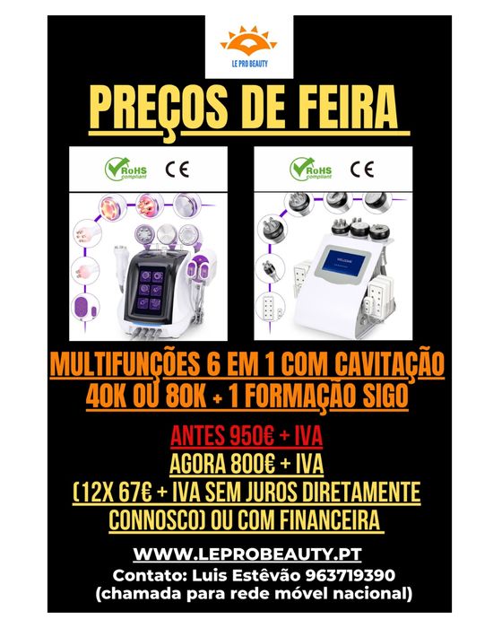 Multifunções 6 em 1 Cavitação 80k Radiofrequência Lipolaser