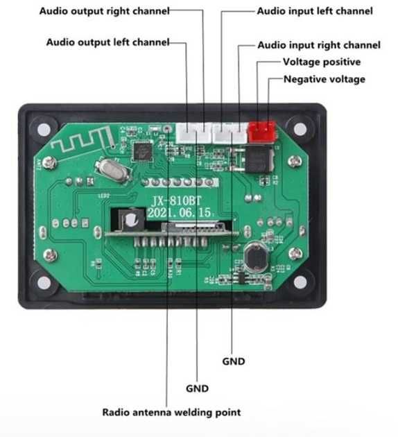 MP3-плеєр 5V-12V вбудований Bluetooth SD / USB / AUX / MIC + пульт