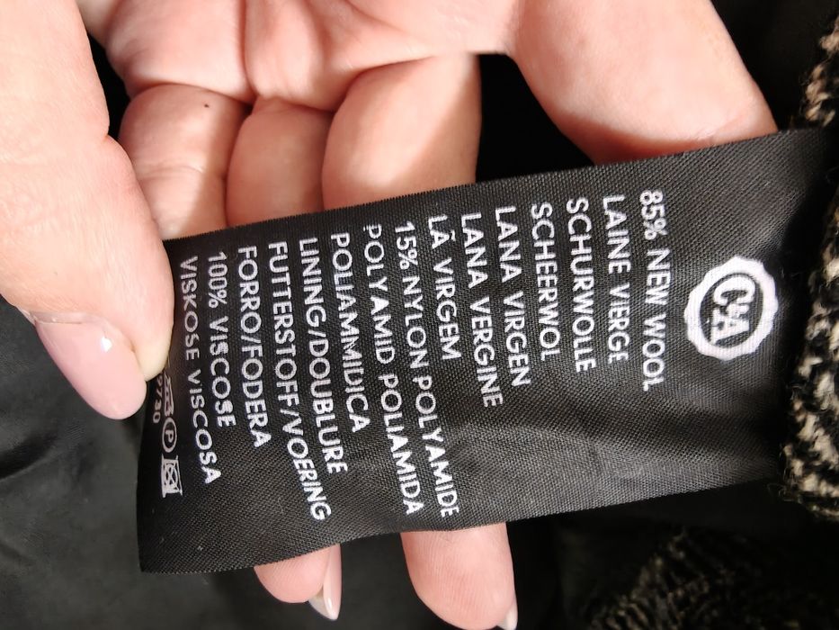 Wełniana damska marynarka żakiet w jodełkę 40/42 L