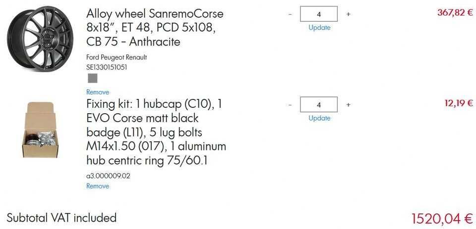 EVOCorse Sanremo 18" 5x108 8J18 ET48