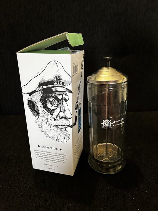 Frasco de esterilização em vidro. Novo com embalagem.