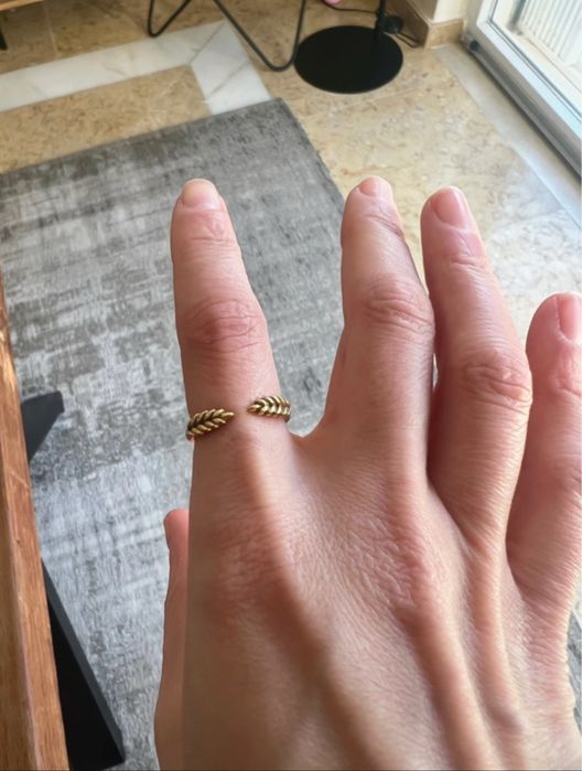 Anel folha prata pandora