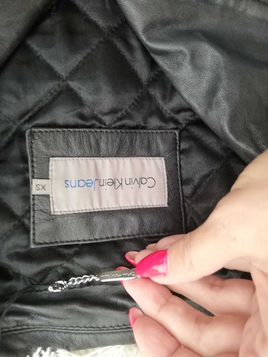 ramoneska skórzana Calvin Klein xs s 36 czarna 100% skóra owcza