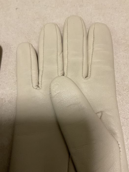 Rękawiczki skórzane ocieplane ecru