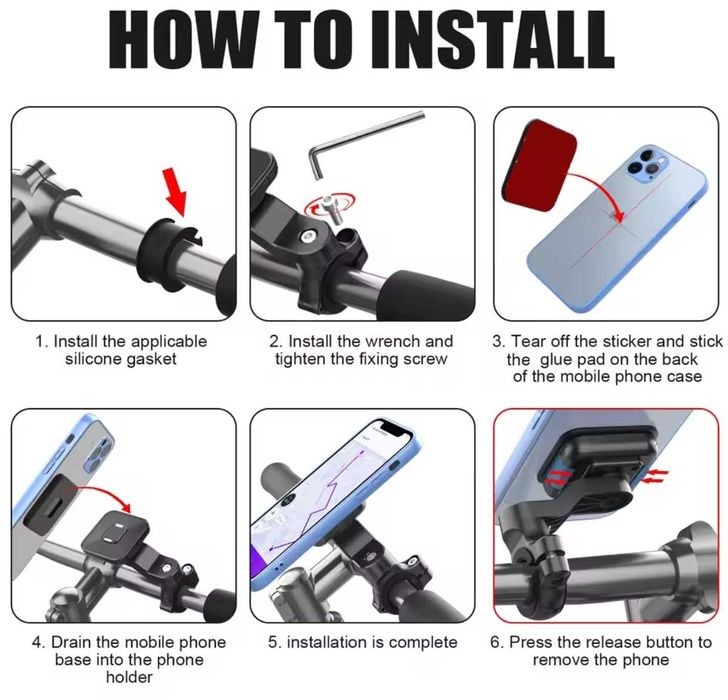 Suporte telemóvel PK magnético 360º Moto e bicicleta