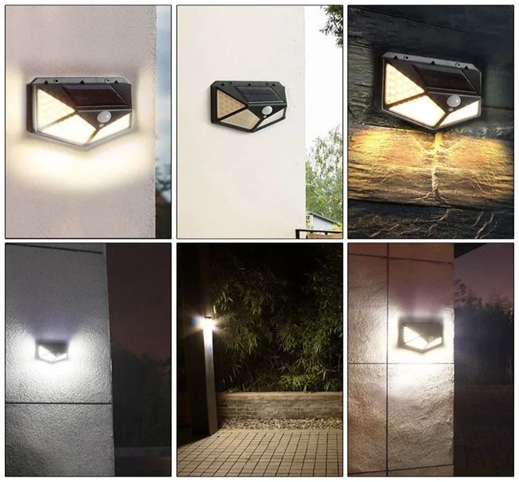 Foco de Luz led com painel solar e sensor movimentos - jardins muros