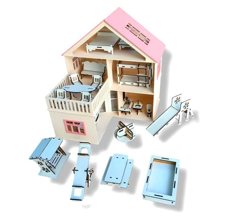 Ляльковий будинок Бежевий Дом с мебелью для лол, домик для кукол