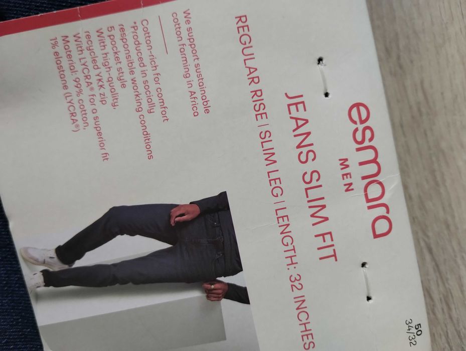 Męskie spodnie jeansy slim fit granatowe W34 L32