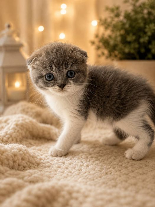 Вислоухие и прямоухие котята Скоттиш фолд и Скоттиш страйт, котёнок