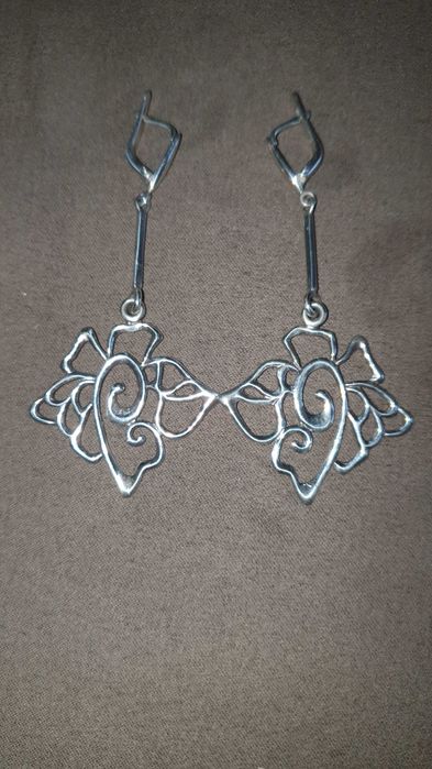 Срібні сережки Троянда