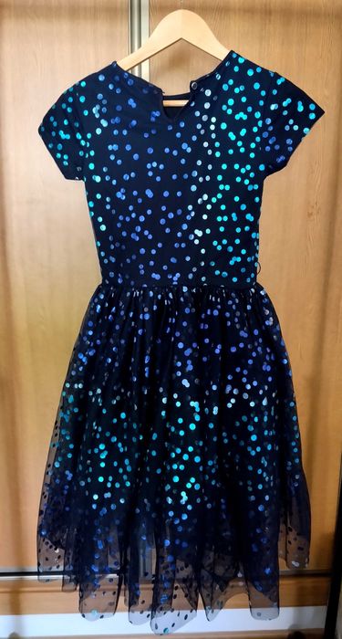 Vestido de Festa Rapariga Azul c/ Bolinhas Brilhantes – Tam. 164