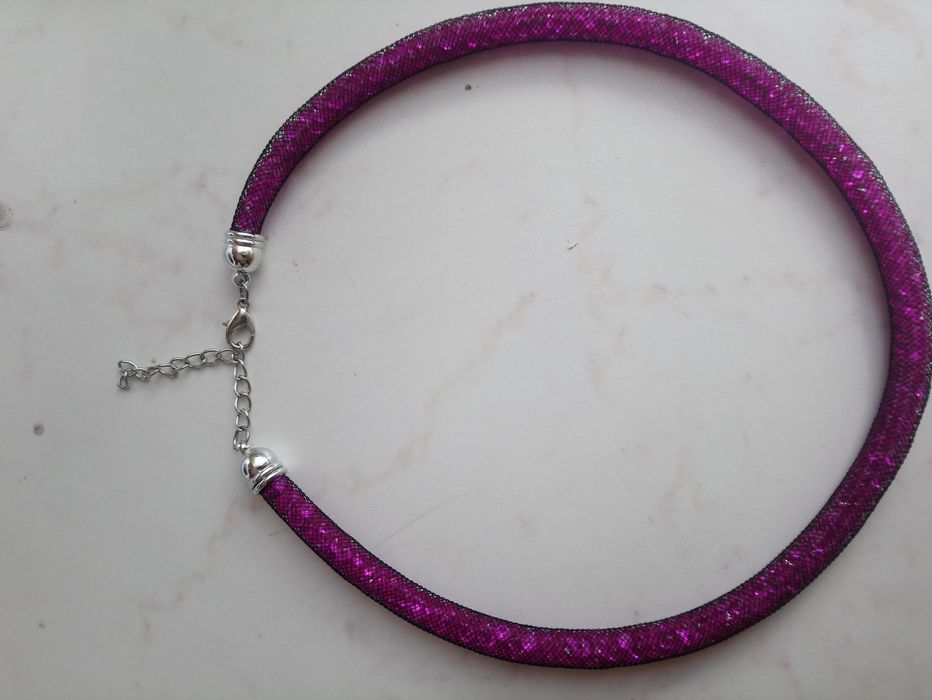 Zestaw komplet naszyjnik i bransoletka FUKSJA