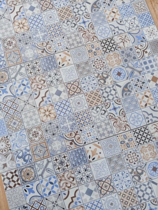 Настенная Глянцевая Синяя Плитка на Фартук Деко 30х 60 см