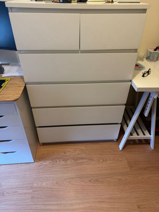 Cómoda Malm IKEA c/6 gavetas, branco, 80x123 cm