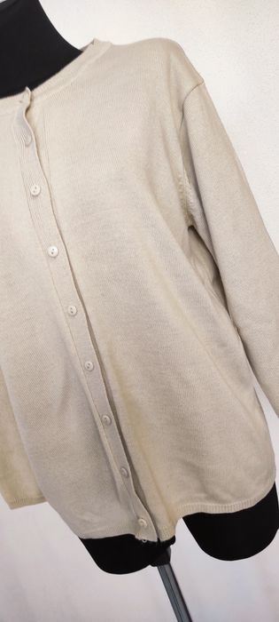 Piękny beżowy sweter wełna Merino L
