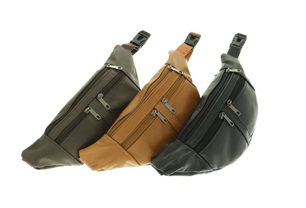 Skórzana nerka do pasa nerka na ramię karmelowa skórzana 100%