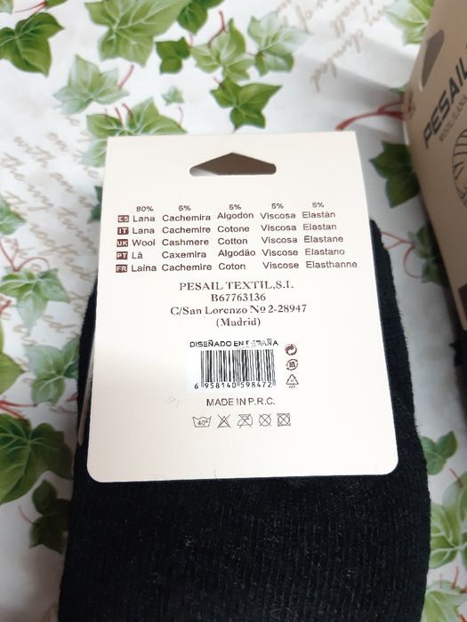 6 pares de meias novas em lã tamanho 35-40