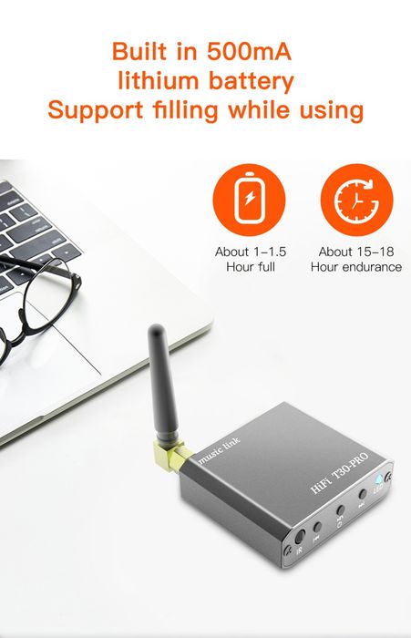 Bluetooth 5.2 аудио приёмник USB, беспроводной ресивер, микрофон,аккум
