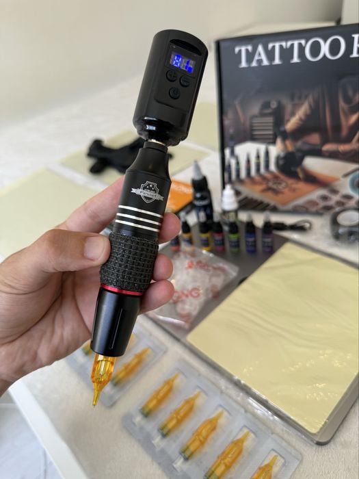 Kit Tatuagem Sem Fios COMPLETO Máquina Pen, Pele Treino/Fácil Utilizar