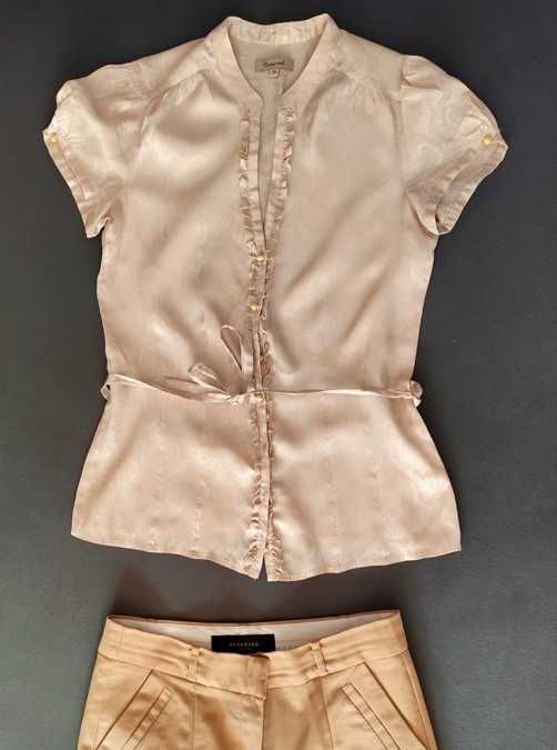 bluzka spodnie sweter rozm.36 / S beżowy zestaw wiosna