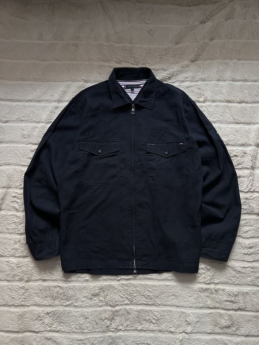 Tommy Hilfiger (L) Overshirt Linen лляна овершот сорочка чоловіча синя