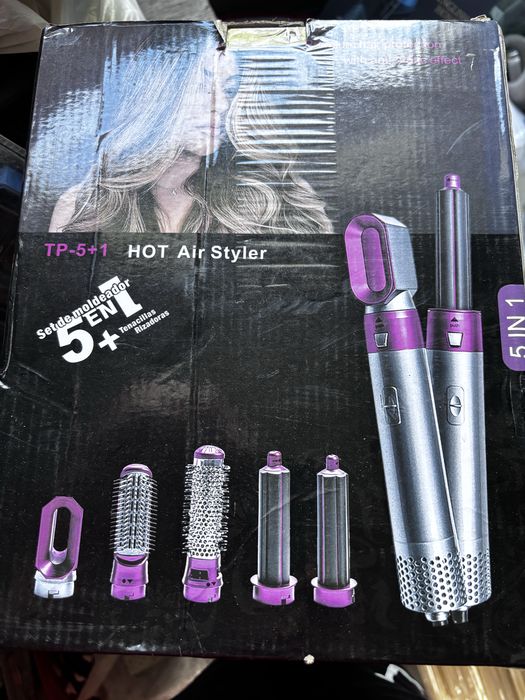 Фен стайлер 5 в 1 (1000Вт) Hot Air Styler, Сірий / Фен браш для укладання волосся / Мультистайлер для волосся
