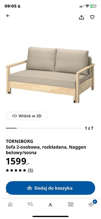 Sofa Ikea łóżko rozkładane WYGODNE