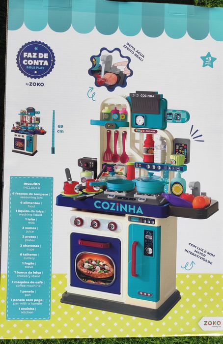 Cozinha de Brincar 32 peças c/ luz e som e efeito de água real