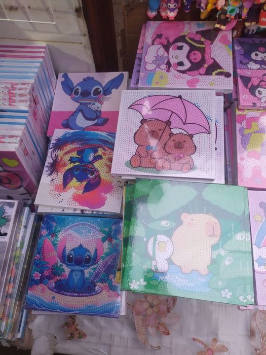 Алмазная мозаика Стич,Куроми,Капибара,Лабубу на клейкой основе