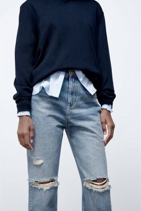 Джинси zara штани джинсы baggi баггі прямі кльош леопардові