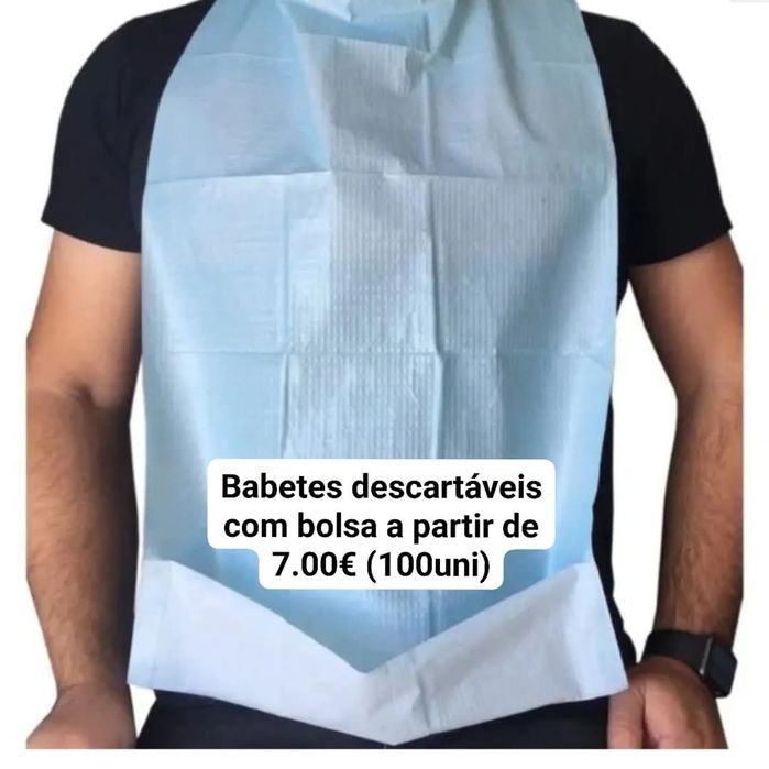 Cuecas fralda, babetes descartáveis, luvas nitrilo...