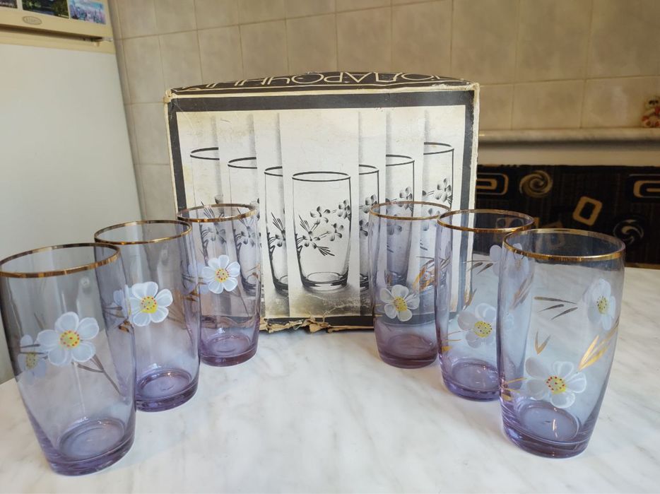 Набір стаканів із розписом та позолотою Армавир СРСР. ГОСТ.