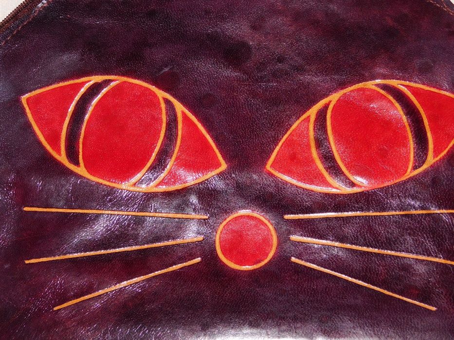 Carteira / Mala / Bolsa GATO em pele genuína NOVA