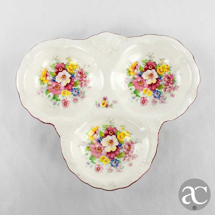 Prato aperitivos faiança inglesa Staffordshire Old Foley “James Kent”