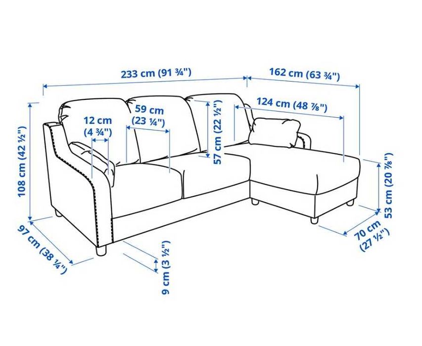 VINLIDEN 3-seat sofa with chaise longue