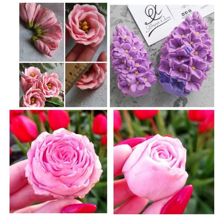 Силіконові форми для мила тюльпан, троянда, лілії, півонія, еустома