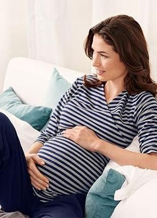 Домашній костюм піжама для вагітних бавовна штани смугастий топ tchibo