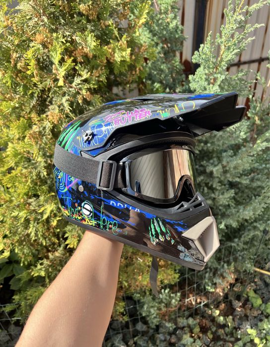 Мотошолом для Ендуро, шлем, маска, ATV + В ПОДАРУНОК ОКУЛЯРИ