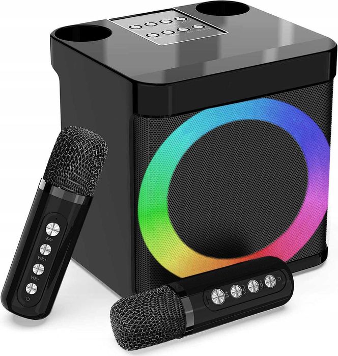 Easjoy Maszyna do karaoke dla dorosłych i dzieci z 2 bezp. mikrofonami