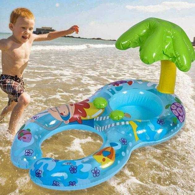 2в1 плотик+надувной круг с навесом для мамы и ребёнка