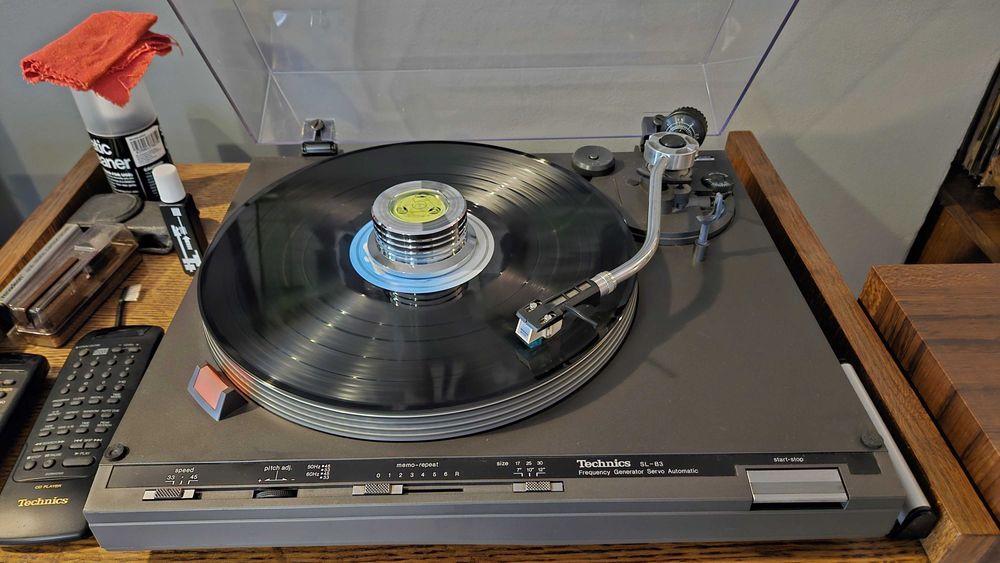Segmentowa wieża Technics 8 elementów, 2 piloty, winyle, cd, kasety, pełne okablowanie