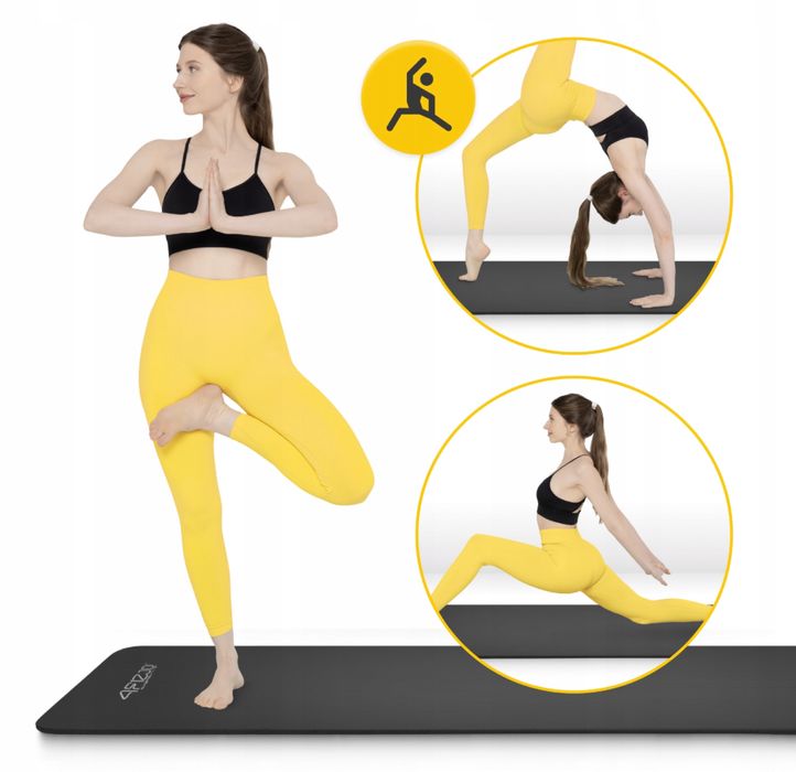 Килимок для йоги та фітнесу 4FIZJO NBR 180 × 60 см чорний (1 см товщ.)