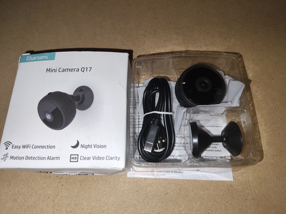 NOWA Mini Kamera Szpiegowska Ukryta Ebarsenc Q17 - WiFi, HD, Noktowizo