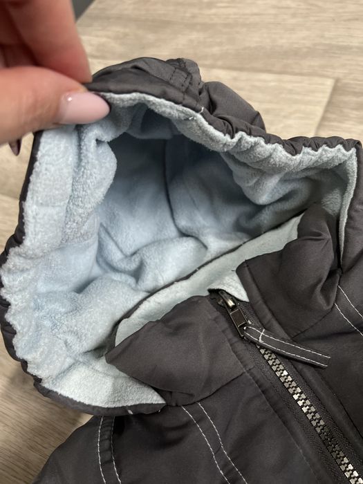 Куртка тепла дитяча сіра демісезонна флісова підкладка весна-осінь